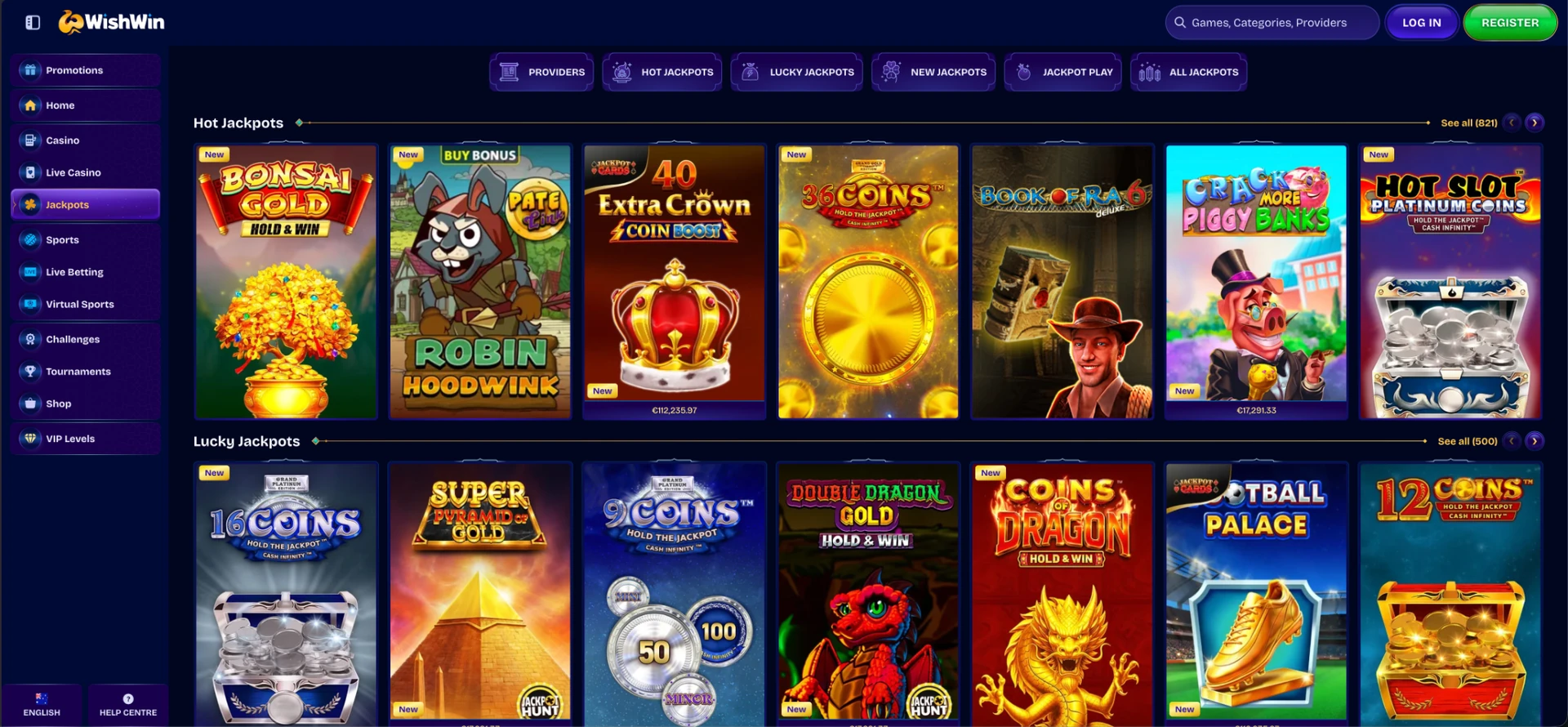 Wishwin jackpot games