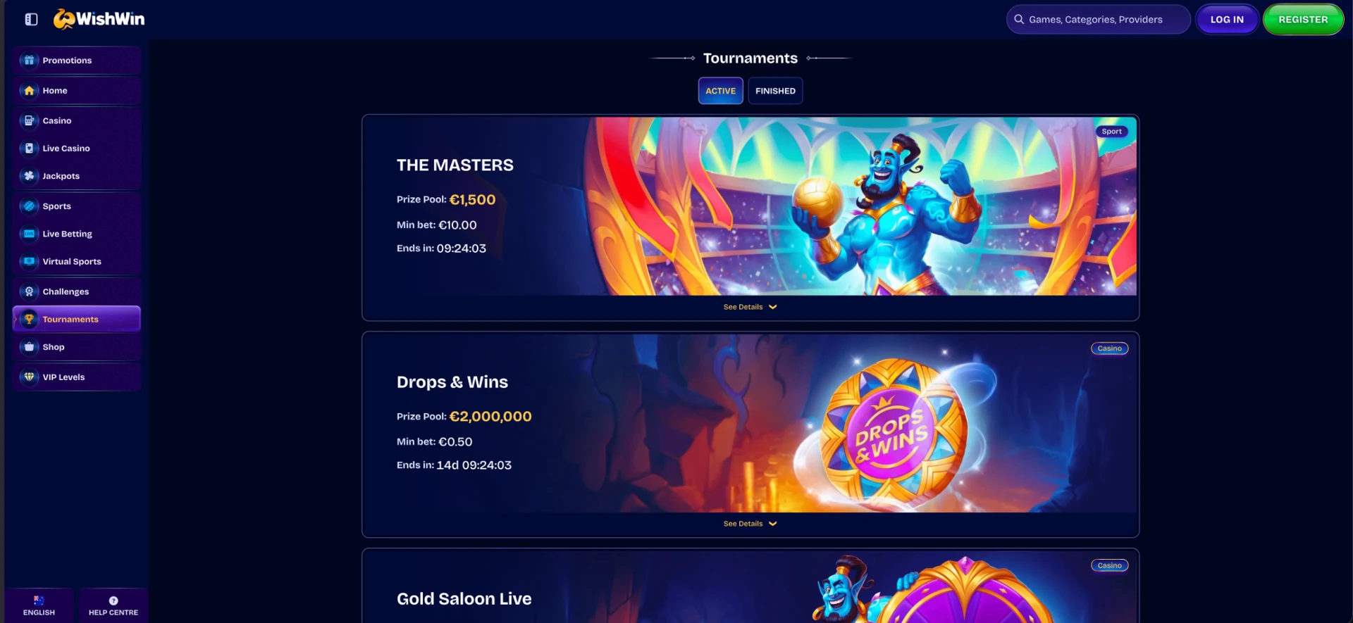 Wishwin tournaments