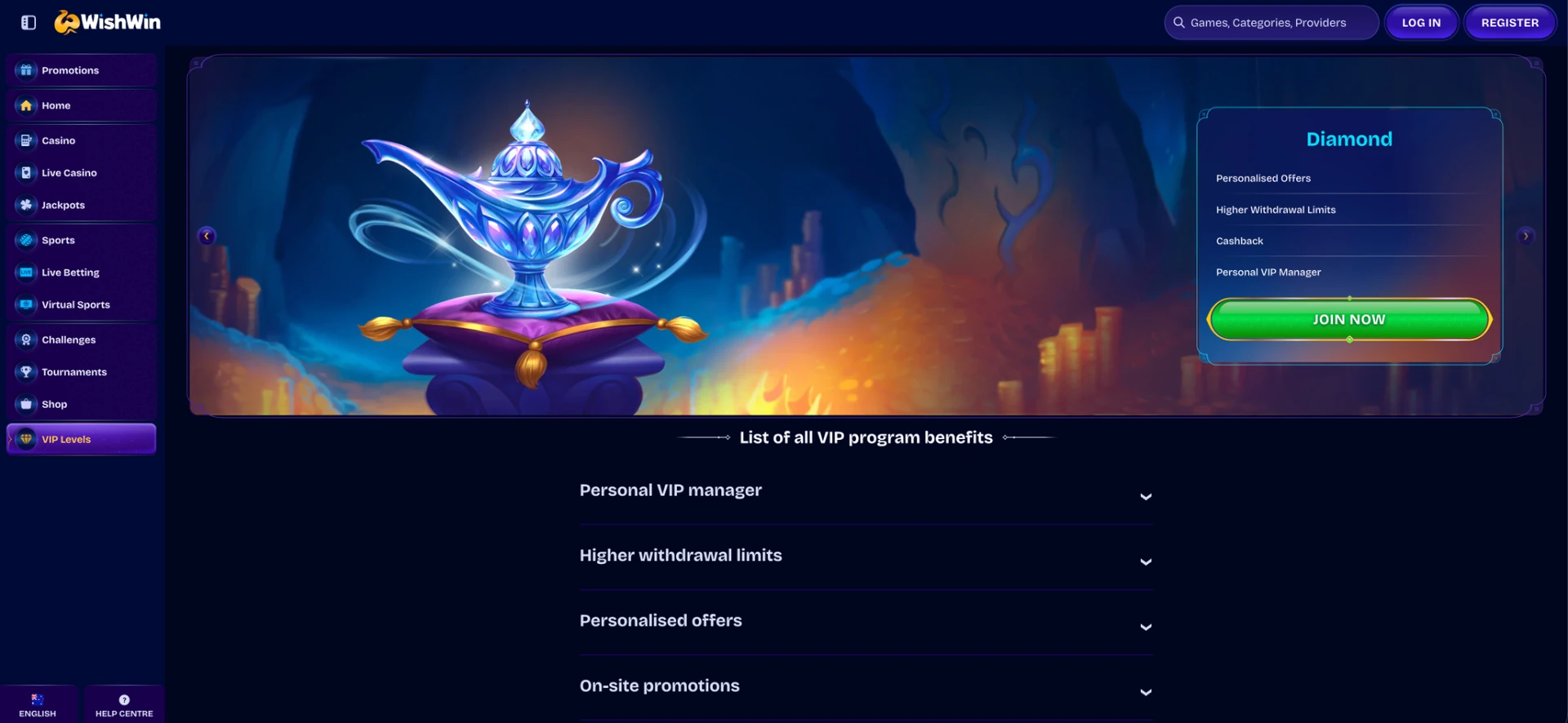 Diamond level in the Wishwin VIP programme